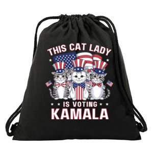 This Cat Lady Voting For Kamala Harris 2024 1st Female President Drawstring Bag