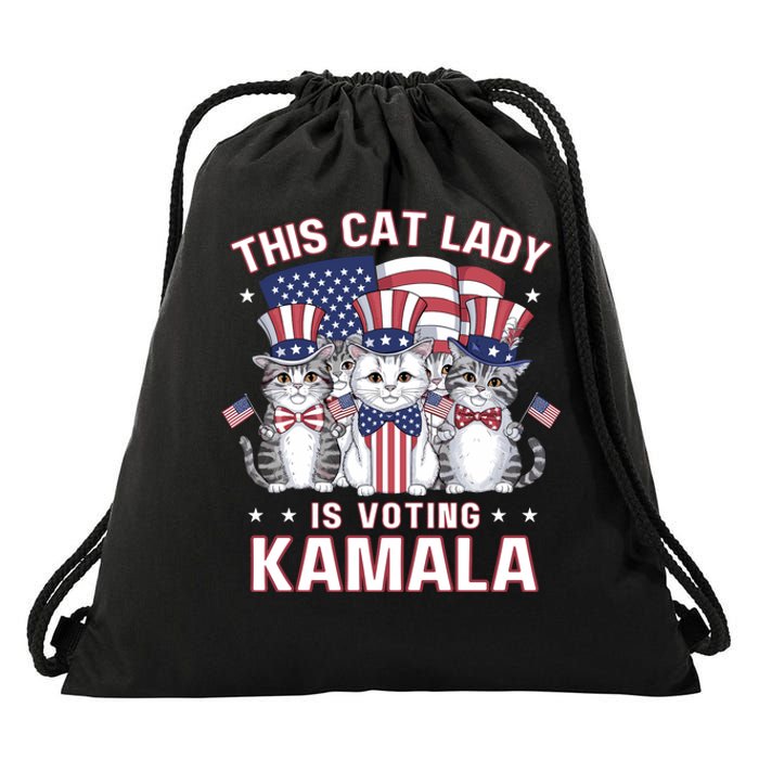 This Cat Lady Voting For Kamala Harris 2024 1st Female President Drawstring Bag