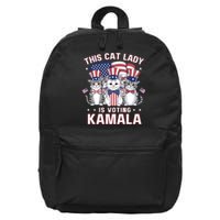 This Cat Lady Voting For Kamala Harris 2024 1st Female President 16 in Basic Backpack