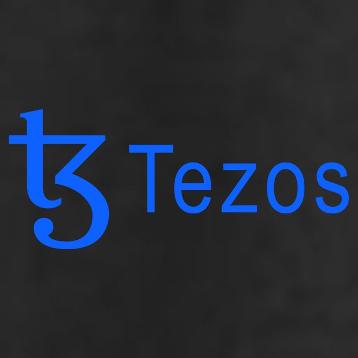 Tezos Cryptocurrency Logo 7 Panel Mesh Trucker Snapback Hat