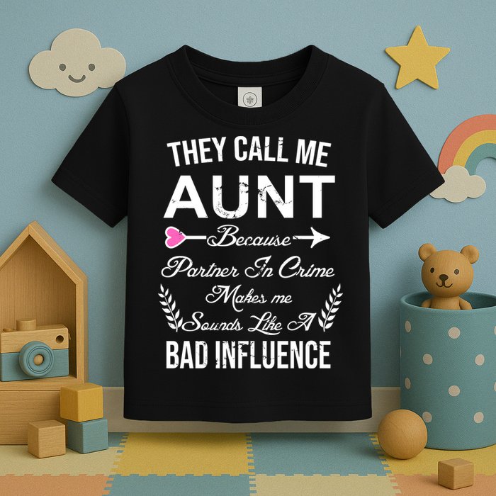 They Call Me Aunt Because Partner In Crime Makes Me Sounds Like A Bad Influence Toddler T-Shirt