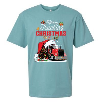 Trucker Christmas Merry Trucking Christmas For Truck Drivers Sueded Cloud Jersey T-Shirt