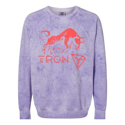 Tron Crypto Millionaire Bullrun Hodl Trx Token To The Moon! Gift Colorblast Crewneck Sweatshirt