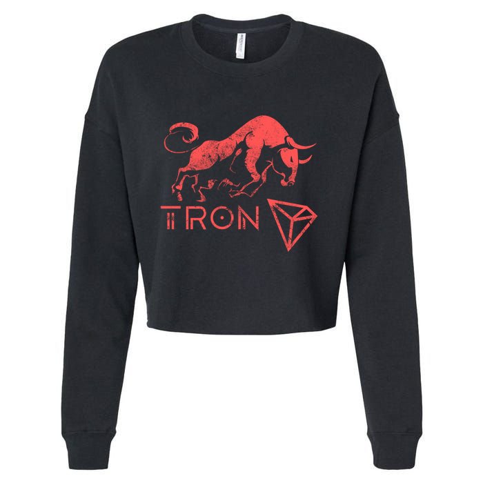Tron Crypto Millionaire Bullrun Hodl Trx Token To The Moon! Gift Cropped Pullover Crew
