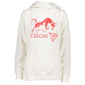 Tron Crypto Millionaire Bullrun Hodl Trx Token To The Moon! Gift Womens Funnel Neck Pullover Hood