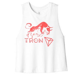 Tron Crypto Millionaire Bullrun Hodl Trx Token To The Moon! Gift Women's Racerback Cropped Tank