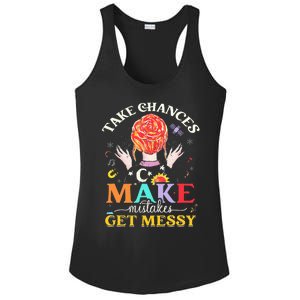 Take chances make mistakes Get Messy Science Teacher Ladies PosiCharge Competitor Racerback Tank