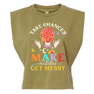 Take chances make mistakes Get Messy Science Teacher Garment-Dyed Women's Muscle Tee