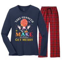 Take chances make mistakes Get Messy Science Teacher Women's Long Sleeve Flannel Pajama Set 