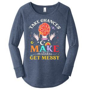 Take chances make mistakes Get Messy Science Teacher Women's Perfect Tri Tunic Long Sleeve Shirt