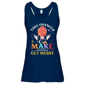 Take chances make mistakes Get Messy Science Teacher Ladies Essential Flowy Tank