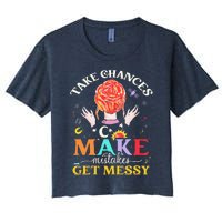 Take chances make mistakes Get Messy Science Teacher Women's Crop Top Tee