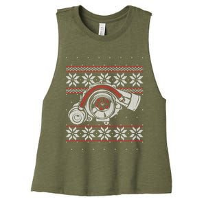 Turbo Car Mechanic Matching Ugly Christmas Racing Drifting Cool Gift Women's Racerback Cropped Tank