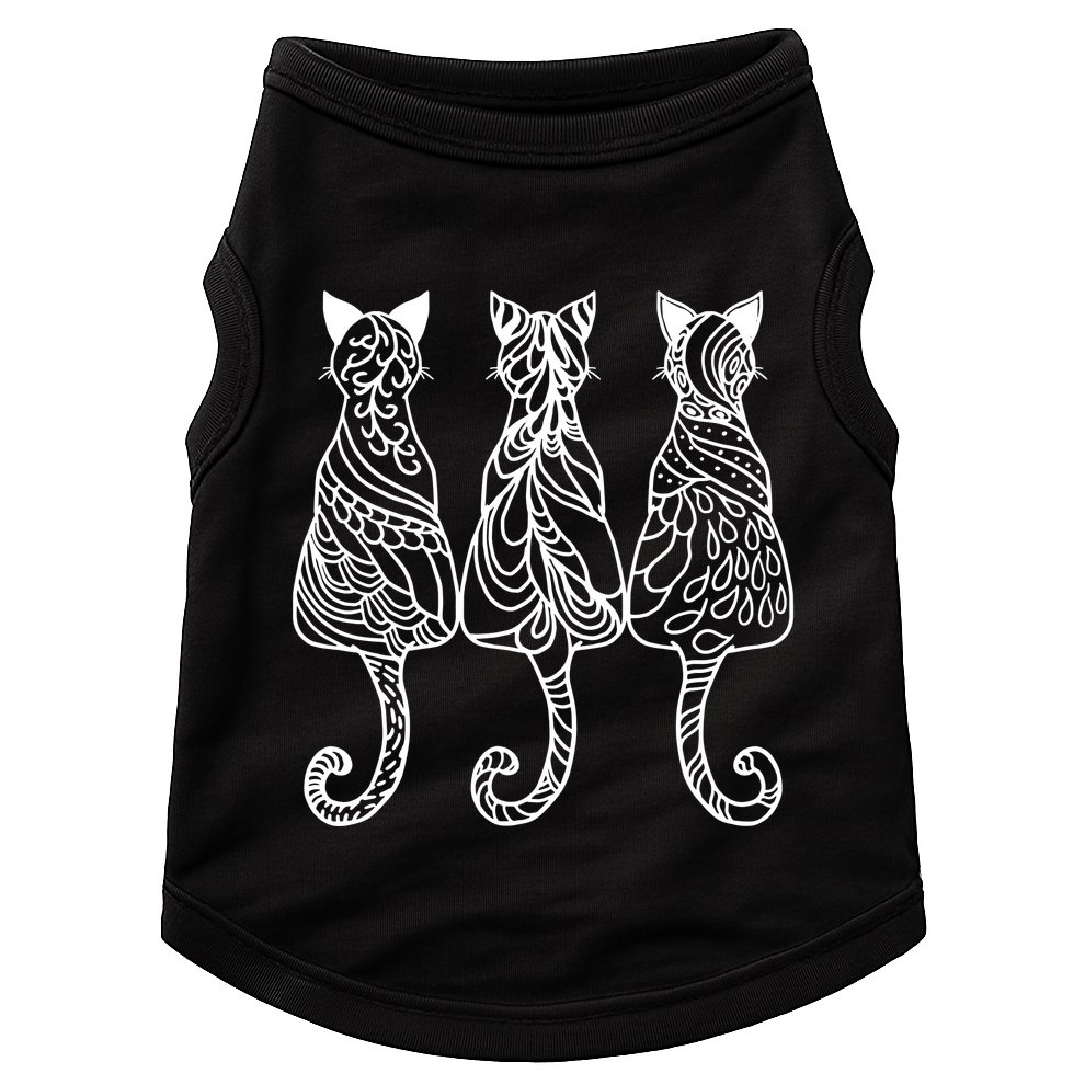 Three Cats Motif Paisley Cute Animal Cat Lovers Artists Doggie Tank