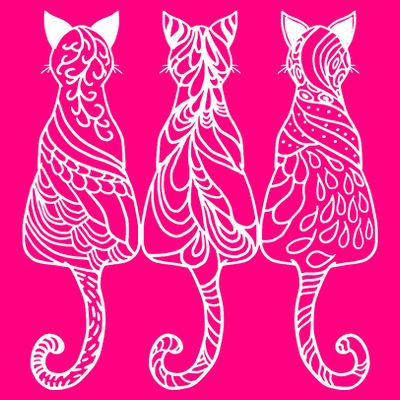 Three Cats Motif Paisley Cute Animal Cat Lovers Artists T-Shirt