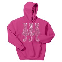 Three Cats Motif Paisley Cute Animal Cat Lovers Artists Kids Hoodie