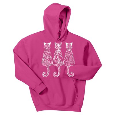 Three Cats Motif Paisley Cute Animal Cat Lovers Artists Kids Hoodie