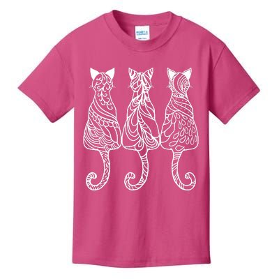 Three Cats Motif Paisley Cute Animal Cat Lovers Artists Kids T-Shirt