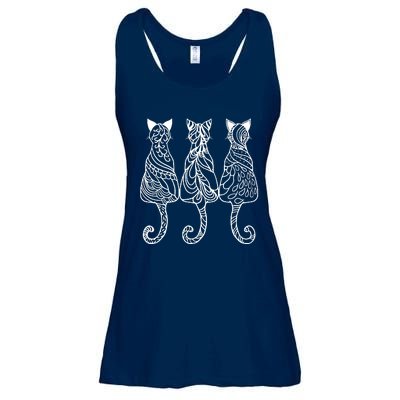 Three Cats Motif Paisley Cute Animal Cat Lovers Artists Ladies Essential Flowy Tank