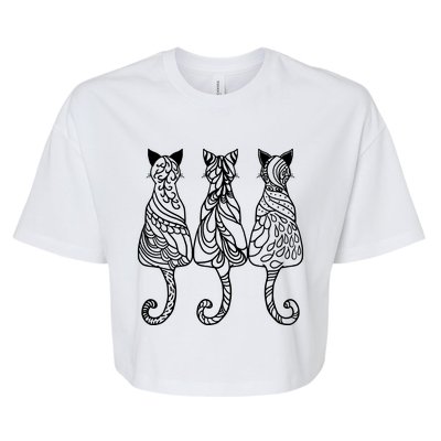 Three Cats Motif Paisley Cute Animal Cat Lovers Artists Bella+Canvas Jersey Crop Tee