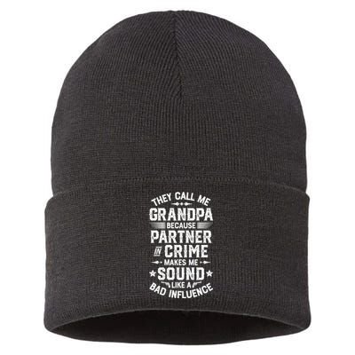 They Call Me Grandpa Partner In Crime Fathers Day Sustainable Knit Beanie