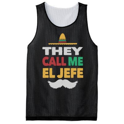 They Call Me El Jefe Fiesta Mexican Party Hat Gift Mesh Reversible Basketball Jersey Tank