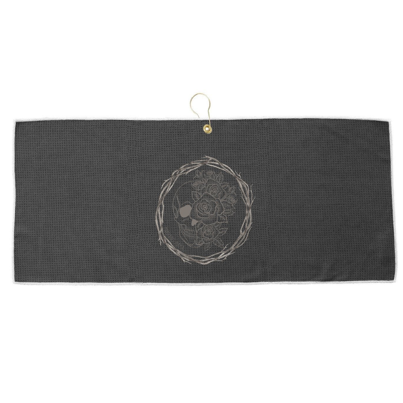 True Crime Mom Murderino Mama Black Skull Wreath Crime Show Gift Large Microfiber Waffle Golf Towel
