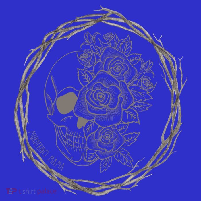 True Crime Mom Murderino Mama Black Skull Wreath Crime Show Gift Womens T-Shirt