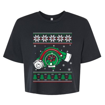 Turbo Car Mechanic Matching Ugly Christmas Racing Drifting Gift Bella+Canvas Jersey Crop Tee