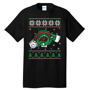 Turbo Car Mechanic Matching Ugly Christmas Racing Drifting Gift Tall T-Shirt