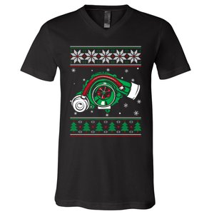 Turbo Car Mechanic Matching Ugly Christmas Racing Drifting Gift V-Neck T-Shirt