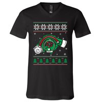 Turbo Car Mechanic Matching Ugly Christmas Racing Drifting Gift V-Neck T-Shirt