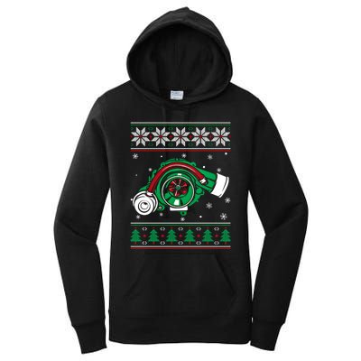 Turbo Car Mechanic Matching Ugly Christmas Racing Drifting Gift Women's Pullover Hoodie