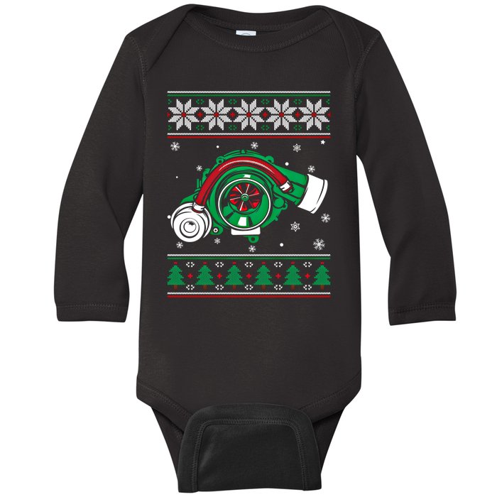 Turbo Car Mechanic Matching Ugly Christmas Racing Drifting Gift Baby Long Sleeve Bodysuit