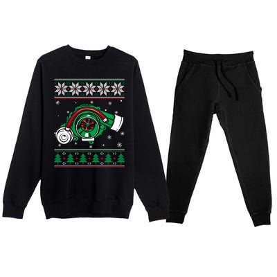 Turbo Car Mechanic Matching Ugly Christmas Racing Drifting Gift Premium Crewneck Sweatsuit Set