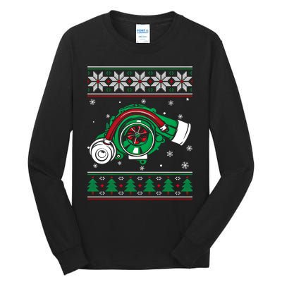 Turbo Car Mechanic Matching Ugly Christmas Racing Drifting Gift Tall Long Sleeve T-Shirt