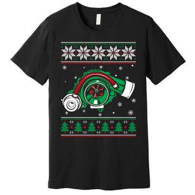 Turbo Car Mechanic Matching Ugly Christmas Racing Drifting Gift Premium T-Shirt