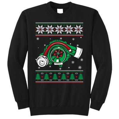 Turbo Car Mechanic Matching Ugly Christmas Racing Drifting Gift Tall Sweatshirt