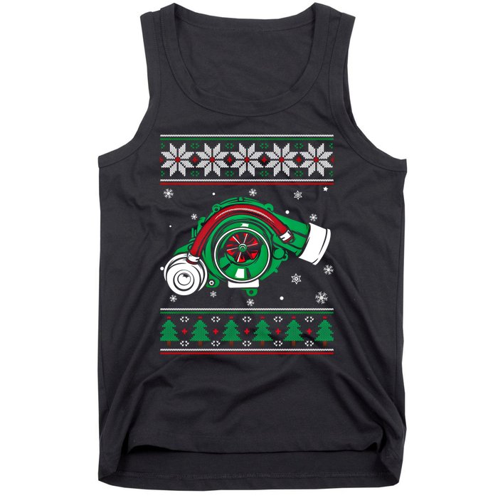 Turbo Car Mechanic Matching Ugly Christmas Racing Drifting Gift Tank Top