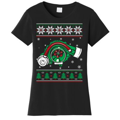 Turbo Car Mechanic Matching Ugly Christmas Racing Drifting Gift Women's T-Shirt