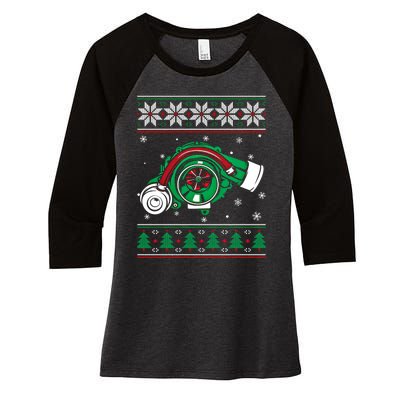 Turbo Car Mechanic Matching Ugly Christmas Racing Drifting Gift Women's Tri-Blend 3/4-Sleeve Raglan Shirt