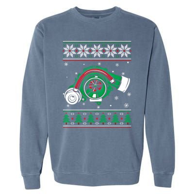 Turbo Car Mechanic Matching Ugly Christmas Racing Drifting Gift Garment-Dyed Sweatshirt