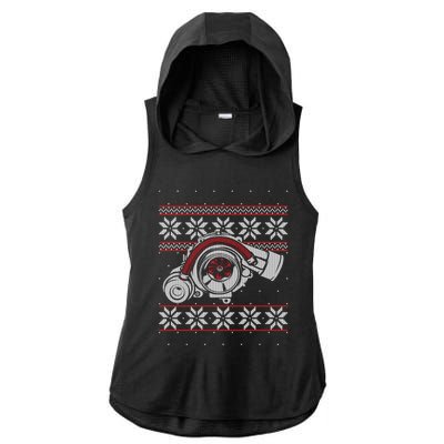 Turbo Car Mechanic Matching Ugly Christmas Racing Drifting Gift Ladies PosiCharge Tri-Blend Wicking Draft Hoodie Tank