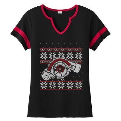 Turbo Car Mechanic Matching Ugly Christmas Racing Drifting Gift Ladies Halftime Notch Neck Tee