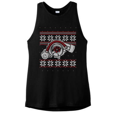 Turbo Car Mechanic Matching Ugly Christmas Racing Drifting Gift Ladies PosiCharge Tri-Blend Wicking Tank