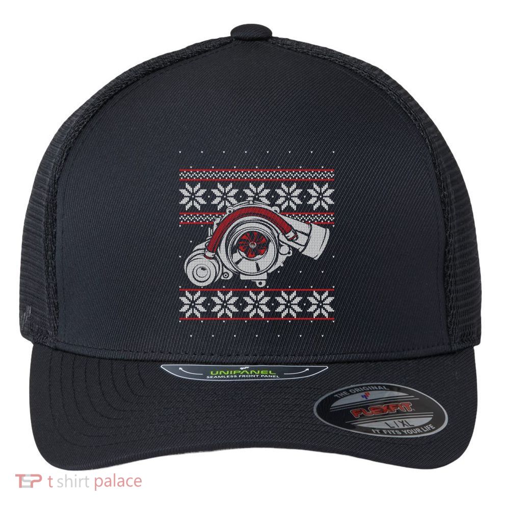 Turbo Car Mechanic Matching Ugly Christmas Racing Drifting Gift Flexfit Unipanel Trucker Cap