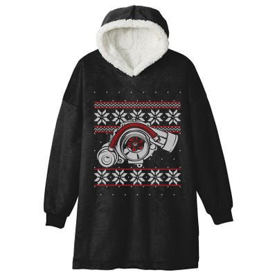 Turbo Car Mechanic Matching Ugly Christmas Racing Drifting Gift Hooded Wearable Blanket