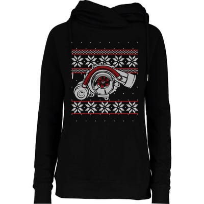 Turbo Car Mechanic Matching Ugly Christmas Racing Drifting Gift Womens Funnel Neck Pullover Hood