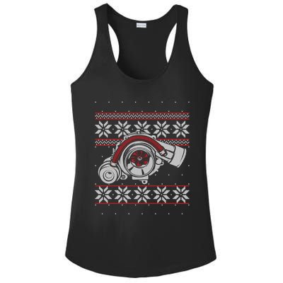 Turbo Car Mechanic Matching Ugly Christmas Racing Drifting Gift Ladies PosiCharge Competitor Racerback Tank