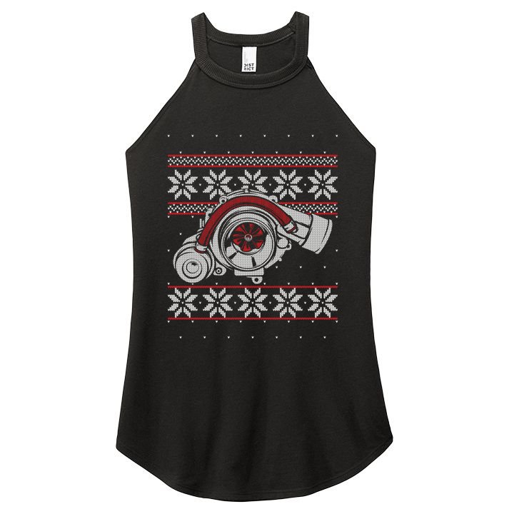Turbo Car Mechanic Matching Ugly Christmas Racing Drifting Gift Women's Perfect Tri Rocker Tank